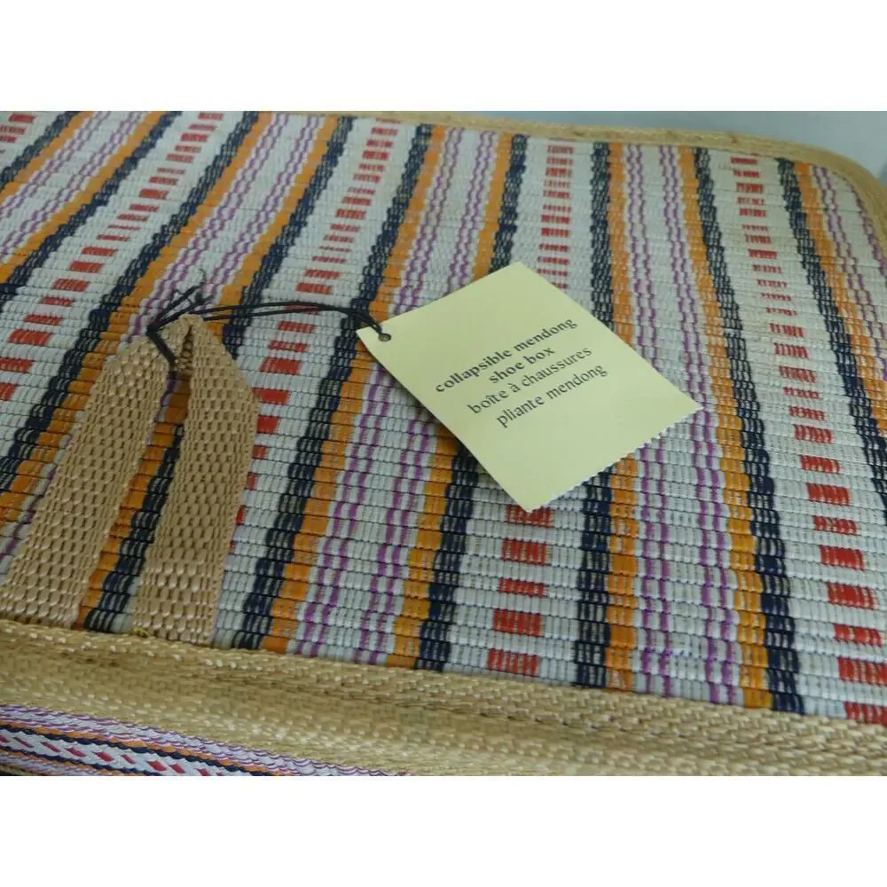 Pier 1 Mendong Shoe Box Zippered Woven‎ Rattan Collapsible NWT Vintage RARE
